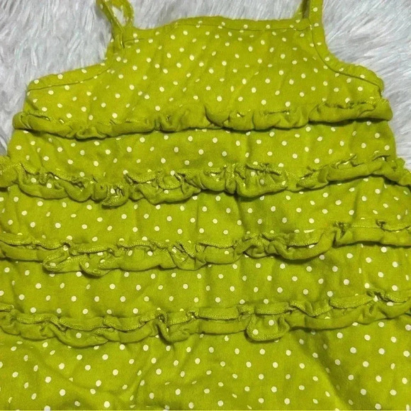 Carter's Baby Girl Lime Green Polka Dot Ruffle Romper Outfit - Picture 4 of 7